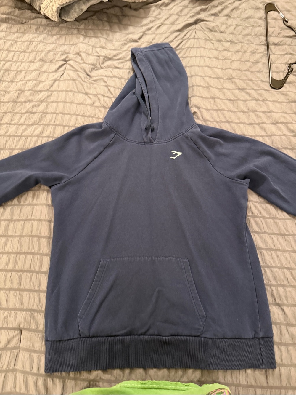 Gymshark Navy Blue Hooded Pullover with Small Chest Logo